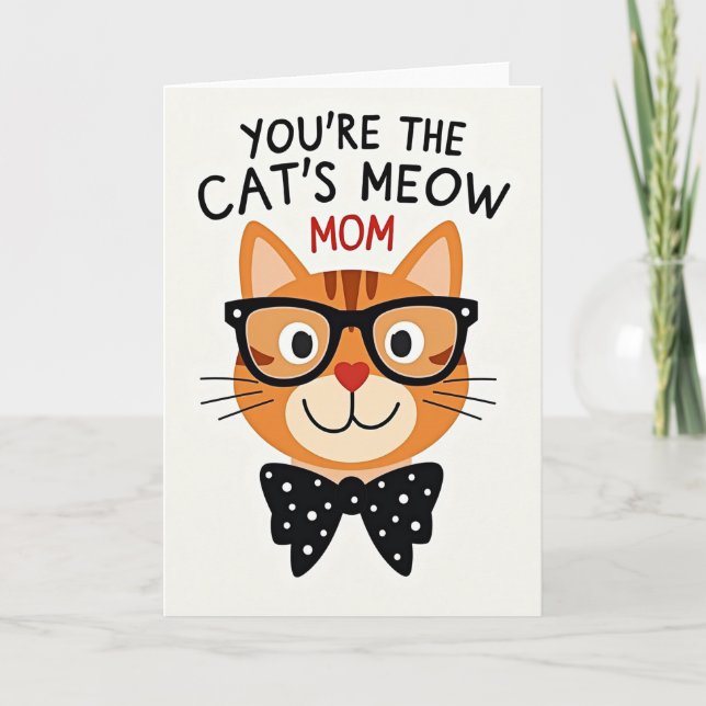 Matte Orange Cats Meow Mom Card (Front)