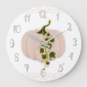 Matte Pink Blush Storybook Fairytale Pumpkin Large Clock