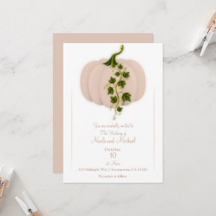 Matte Pink Pumpkin Storybook Fall Wedding   Invitation