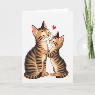 Matte Striped Felines Love Card
