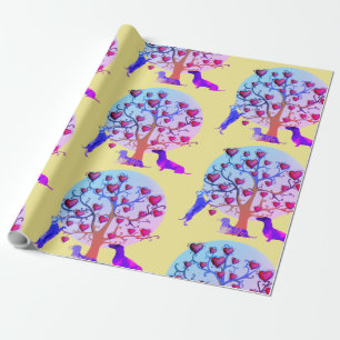 Matte Wrapping Paper, Valentine Dachshund Hearts Wrapping Paper