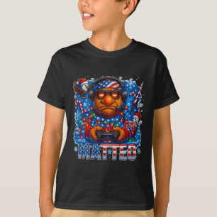 Matteo Meme Italian Brainrot Christmas Usa Flag Ga T-Shirt
