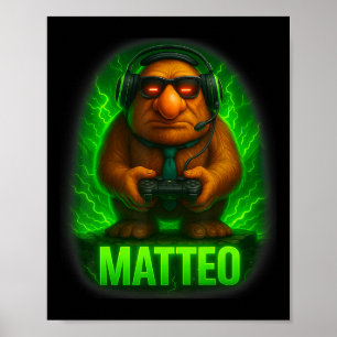 Matteo Meme Italian Brainrot Goblin Tie Hat Vibes Poster