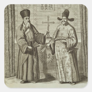 Matteo Ricci (1552-1610) and Paulus Li, from 'Chin Square Sticker