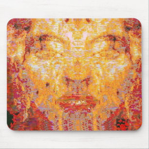 MATTER DOESN'T MATTER Fractal Mask in Red Yellow Mouse Mat