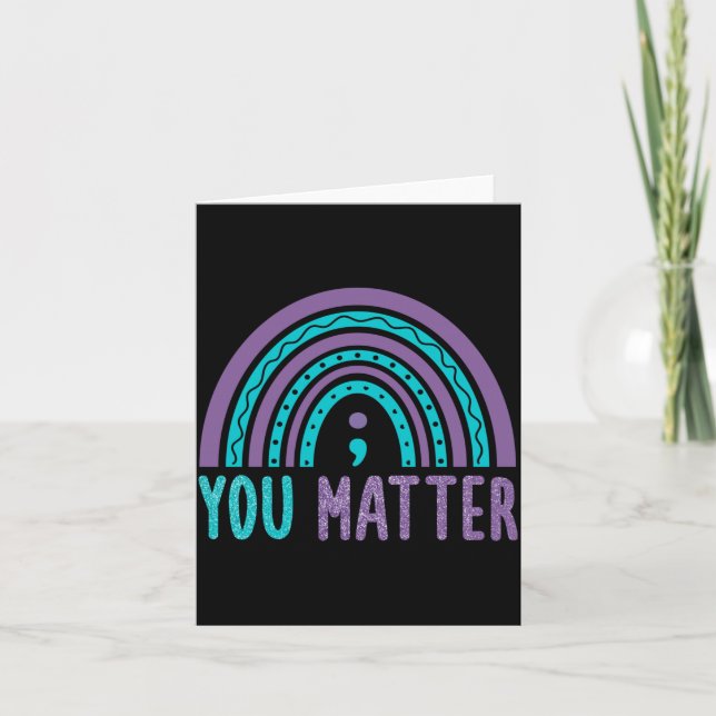 Matter Prevention Awareness Rainbow Semicolon Card (Front)