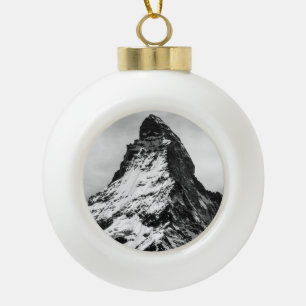 Matterhorn, Alps black and white Ceramic Ball Christmas Ornament
