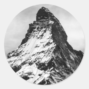 Matterhorn, Alps black and white Classic Round Sticker