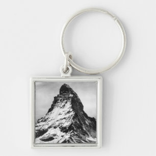Matterhorn, Alps black and white Key Ring