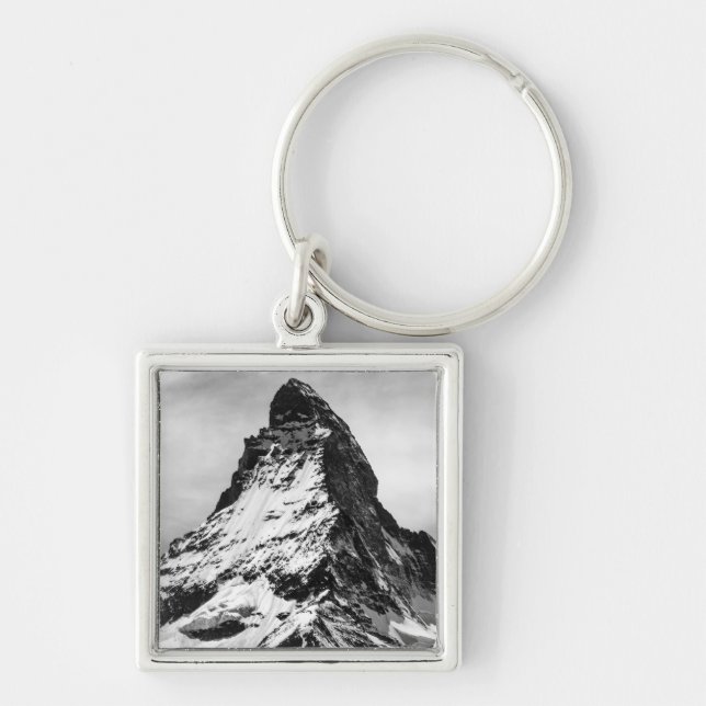 Matterhorn, Alps black and white Key Ring (Front)