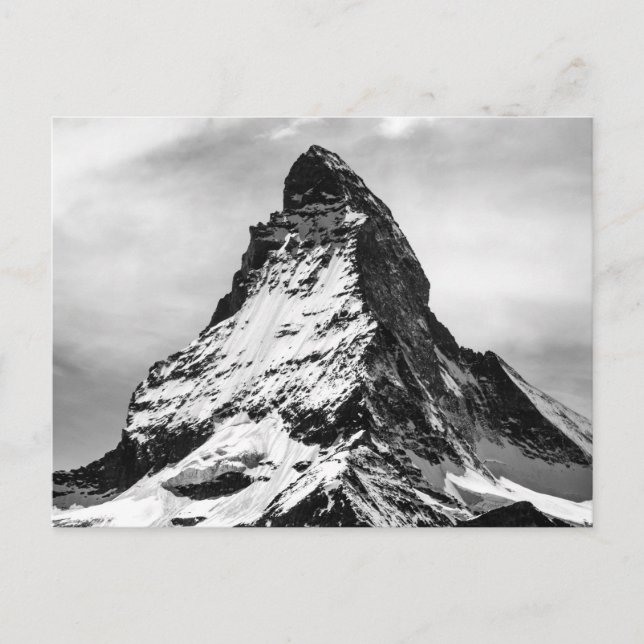 Matterhorn, Alps black and white Postcard (Front)
