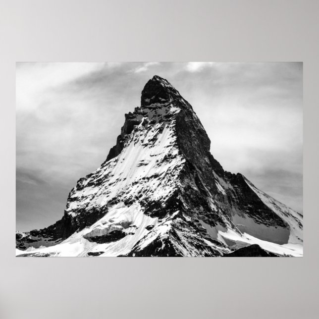 Matterhorn, Alps black and white Poster (Front)