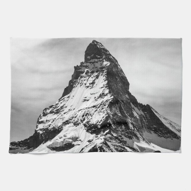 Matterhorn, Alps black and white Tea Towel (Horizontal)
