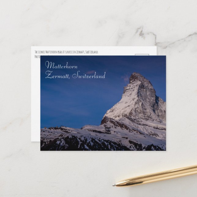 Matterhorn at Sunrise Switzerland Postcard (Front/Back In Situ)
