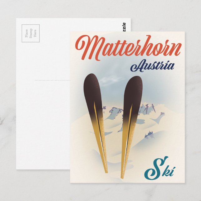 Matterhorn Austria ski poster. Postcard (Front/Back)