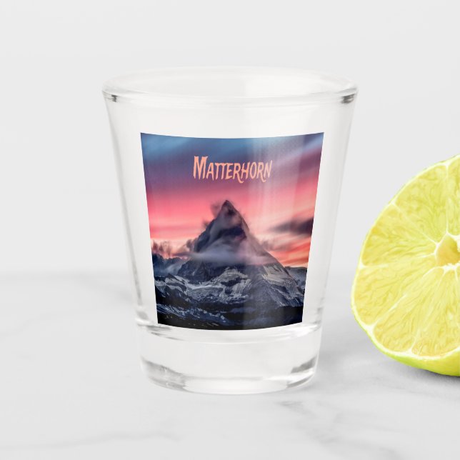 Matterhorn Mountain Europe Alps Switzerland Italy Shot Glass (Front)