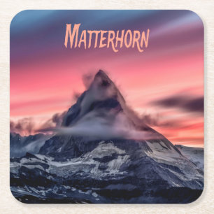 Matterhorn Mountain Europe Alps Switzerland Italy Square Paper Coaster
