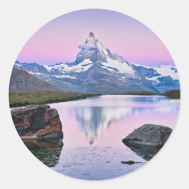 Matterhorn mountain in Zermatt, Switzerland Classic Round Sticker (Front)