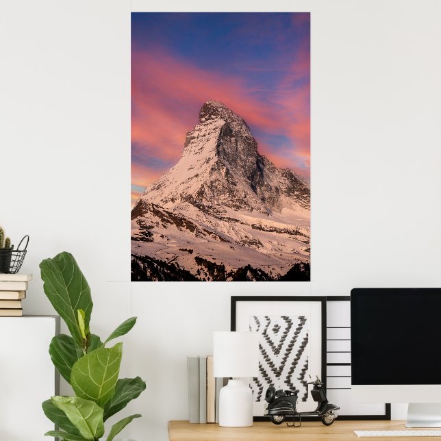 Matterhorn Peak Switzerland Sunset Poster (Home Office)