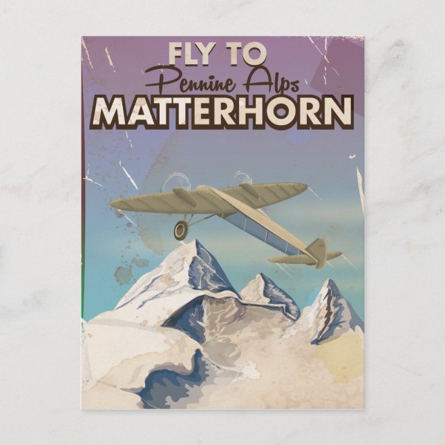 Matterhorn, Pennine Alps Vintage Travel poster Postcard (Front)