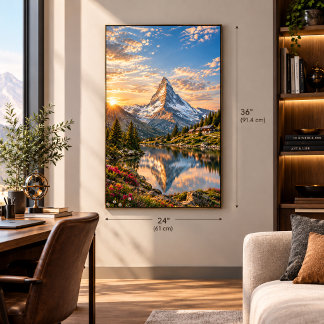 Matterhorn Sunset Switzerland. Cinematic Alpine Canvas Print