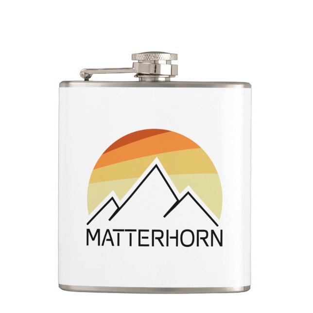 Matterhorn Switzerland Italy Retro Hip Flask (Front)