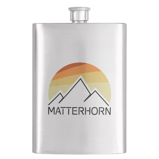 Matterhorn Switzerland Italy Retro Hip Flask (Front)