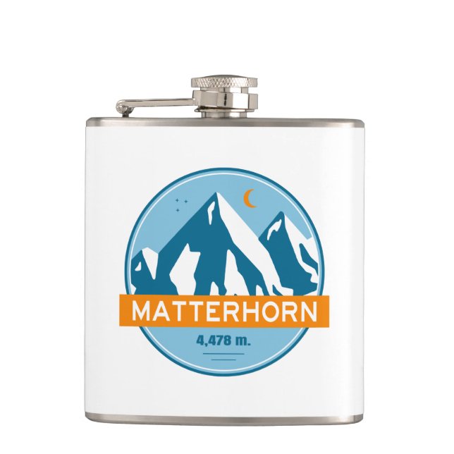 Matterhorn Switzerland Italy Stars Moon Hip Flask (Front)