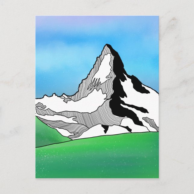Matterhorn Switzerland Line art watercolor Postcard (Front)