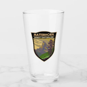 Matterhorn Switzerland Travel Art Vintage Glass