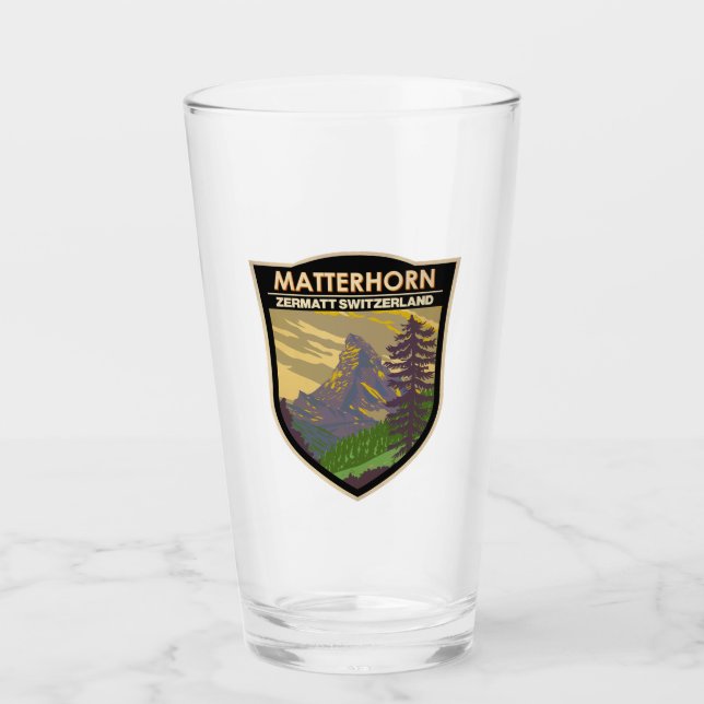 Matterhorn Switzerland Travel Art Vintage Glass (Front)