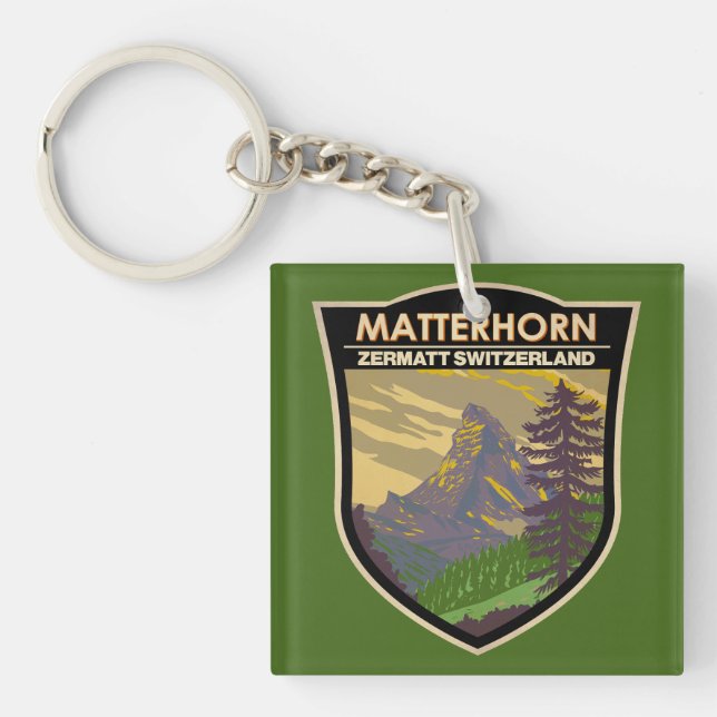 Matterhorn Switzerland Travel Art Vintage Key Ring (Front)