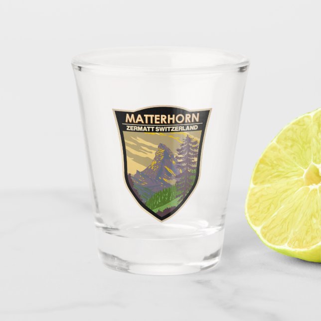 Matterhorn Switzerland Travel Art Vintage Shot Glass (Front)