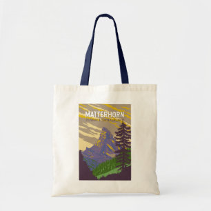 Matterhorn Switzerland Travel Art Vintage Tote Bag