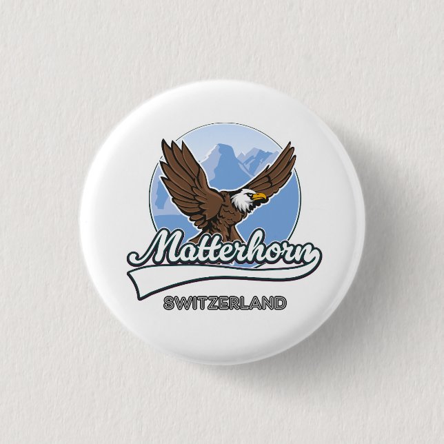 Matterhorn Switzerland travel logo 3 Cm Round Badge (Front)