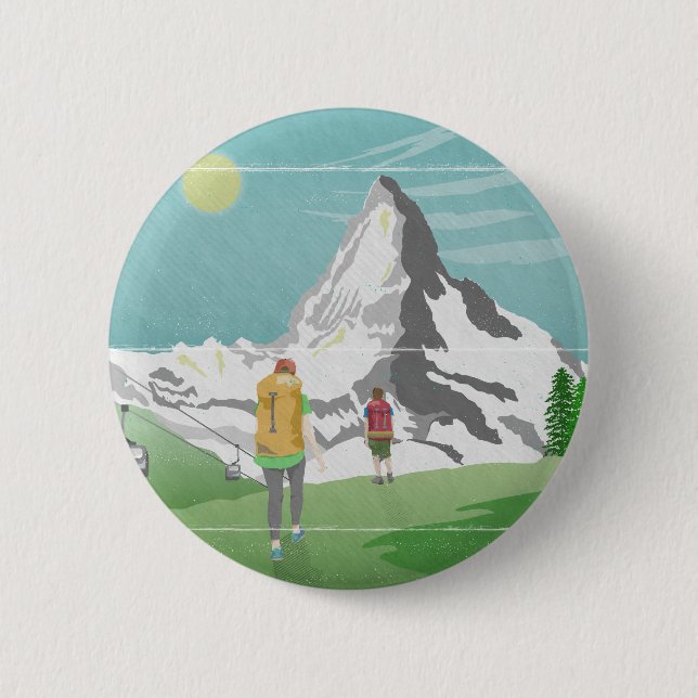 matterhorn travel poster Switzerland 6 Cm Round Badge (Front)