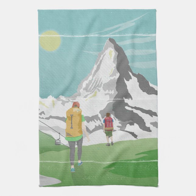 matterhorn travel poster Switzerland Tea Towel (Vertical)