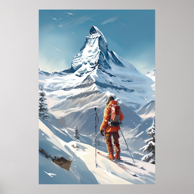 Matterhorn, Zermatt, Switzerland, Ski  Poster (Front)