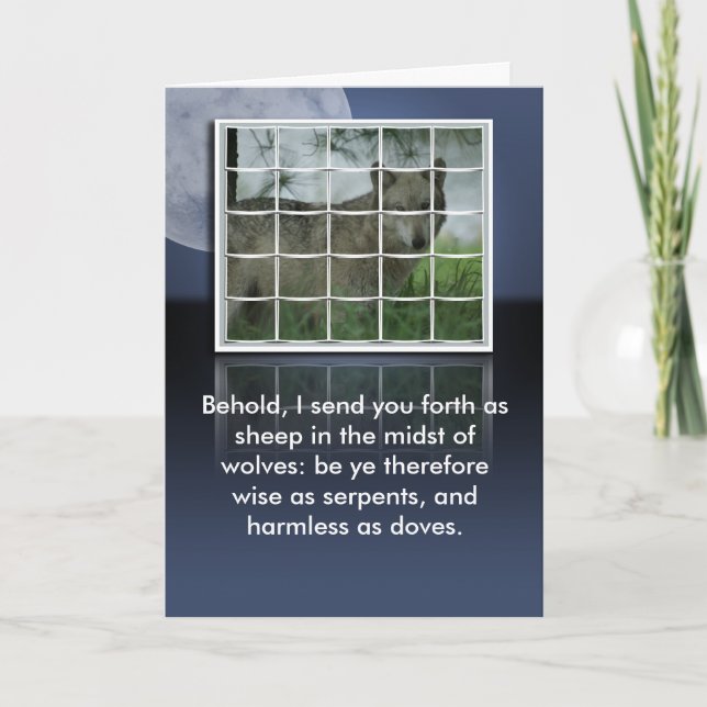 Matthew 10:16 BIBLE QUOTE SHEEP AMONG WOLVES Card (Front)