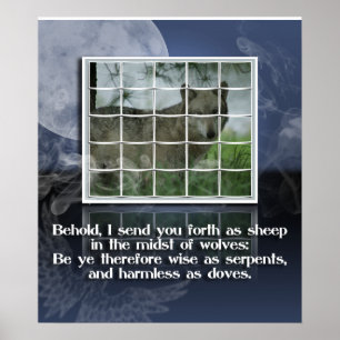 Matthew 10:16 BIBLE QUOTE SHEEP AMONG WOLVES Poster