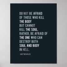 Matthew 10:28 Christian Bible Verse Typography