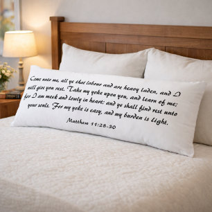 Matthew 11:28 Bible Scripture Verse Black & White Body Cushion