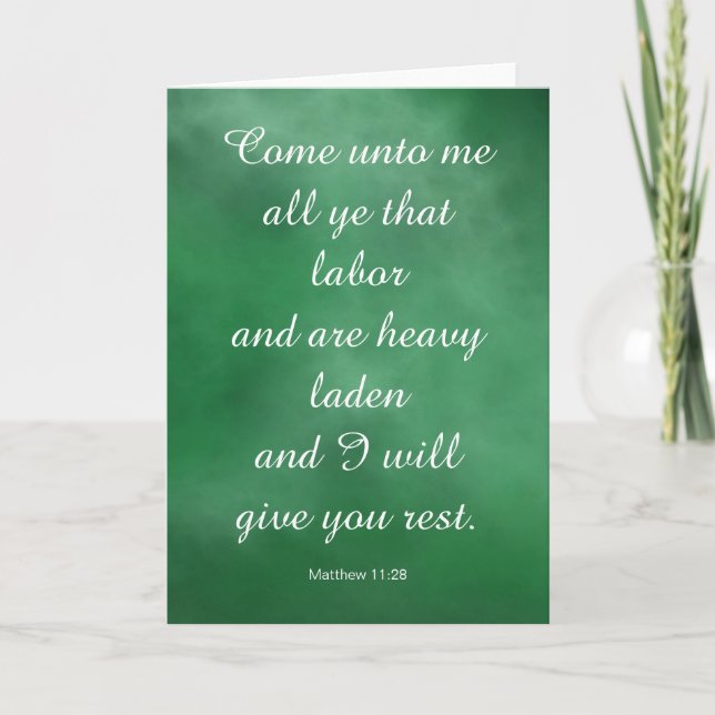 Matthew 11:28 Bible Verse for Comfort & Strength Card (Front)