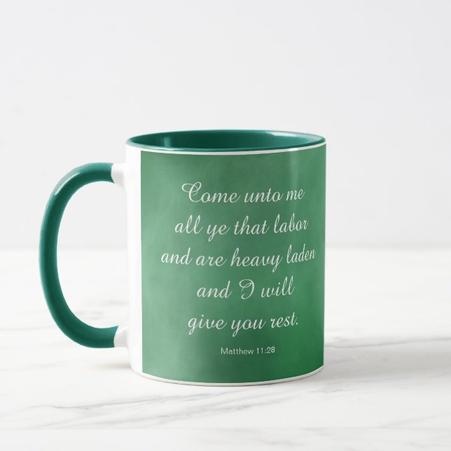 Matthew 11:28 Bible Verse for Comfort & Strength Mug (Left)