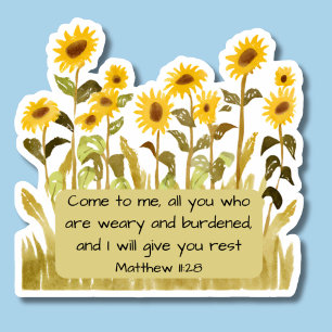 Matthew 11:28 Bible Verse with Sunflowers