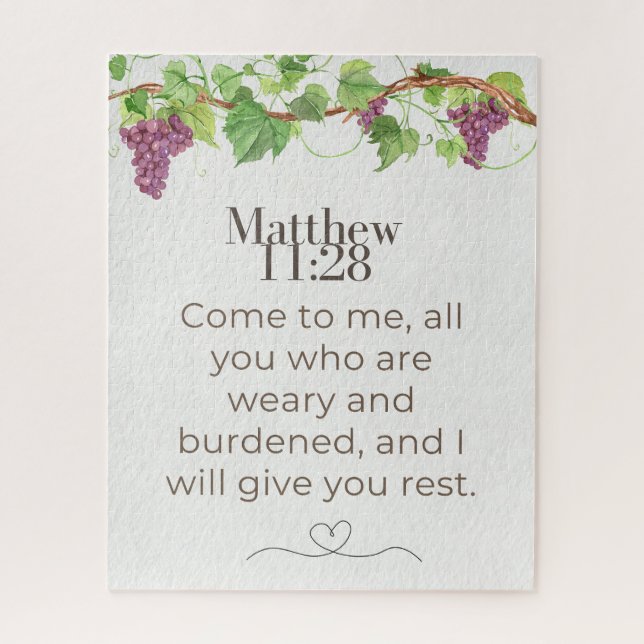 Matthew 11:28 Come to Me Scripture | Grapevine Jigsaw Puzzle (Vertical)