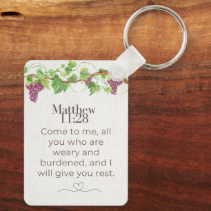 Matthew 11:28 Come to Me Scripture Grapevine Key Ring