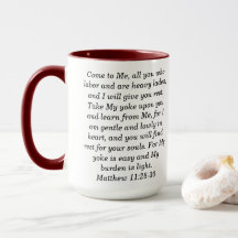 Matthew 11:28 Custom Scripture Two-Tone Coffee Mug
