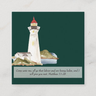 Matthew 11:28 Lighthouse  Square Business Card