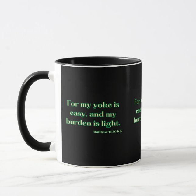 Matthew 11:30 KJV Bible Scripture Two-Tone Mug (Left)